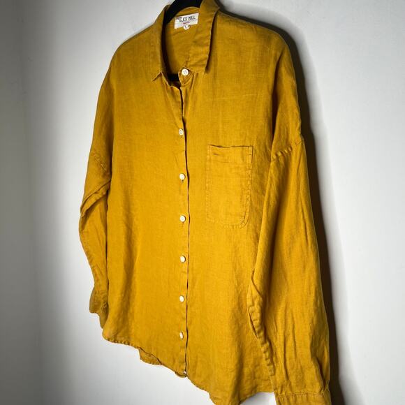 Alex Mill Mustard Yellow Linen Button Down Jo Shirt Size Small - Picture 7 of 8